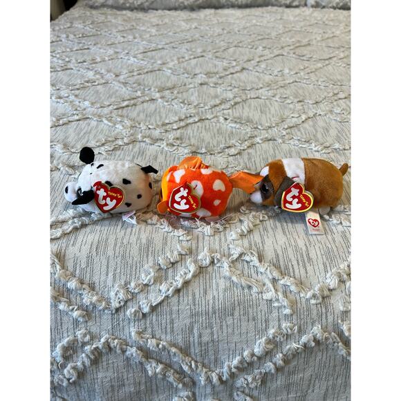 Teeny Ty Stuffed Annimal Plush Lot Dalmation Fish Dog - Picture 2 of 6